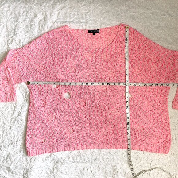 French Kyss 3/4 sleeve holey crew - size L - Picture 6 of 7